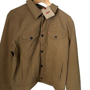 Levi’s Men’s Brown Synthetic Suede Jacket Full Zip With Snap Closure Size L NWT